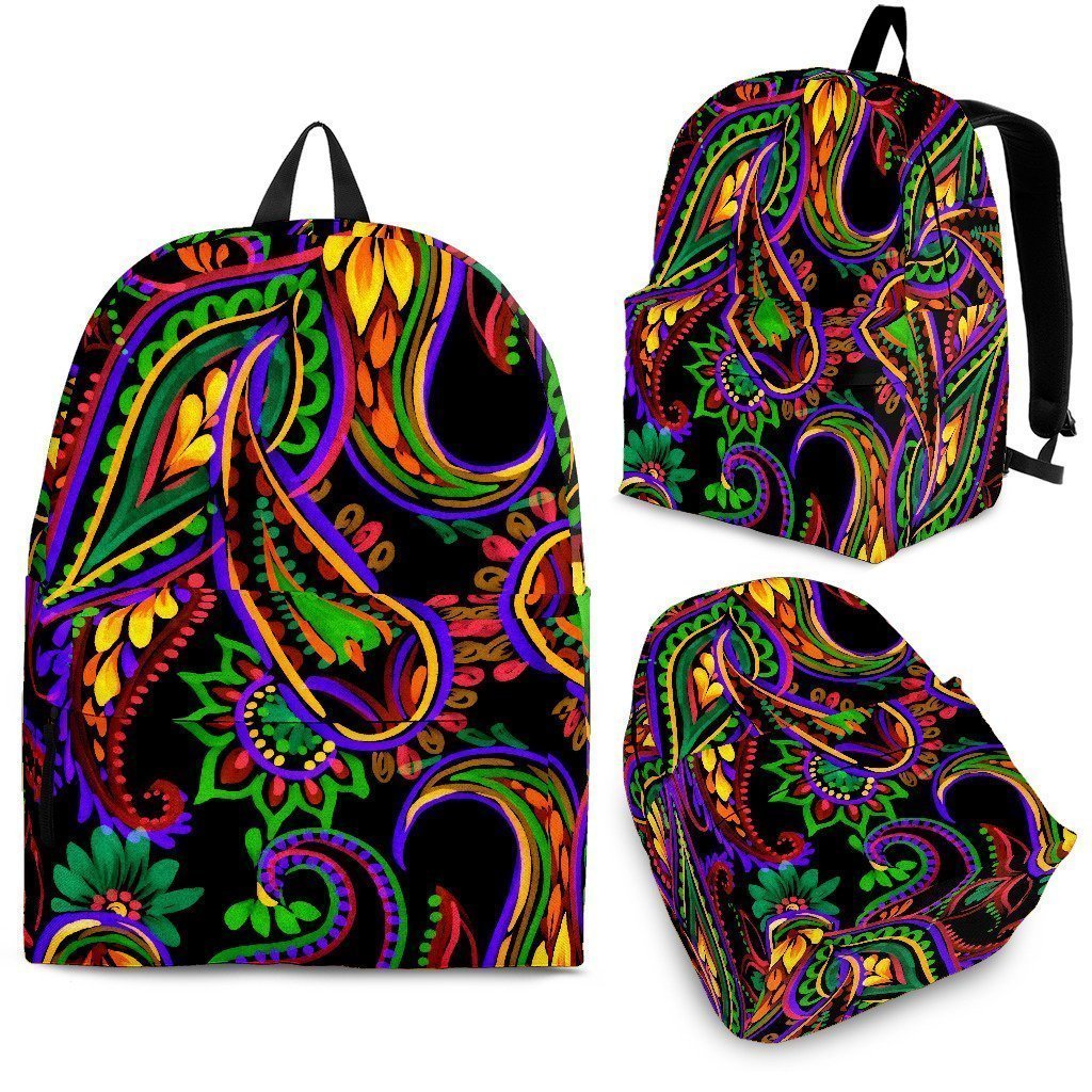 Dark Bohemian Paisley Pattern Print School Backpack