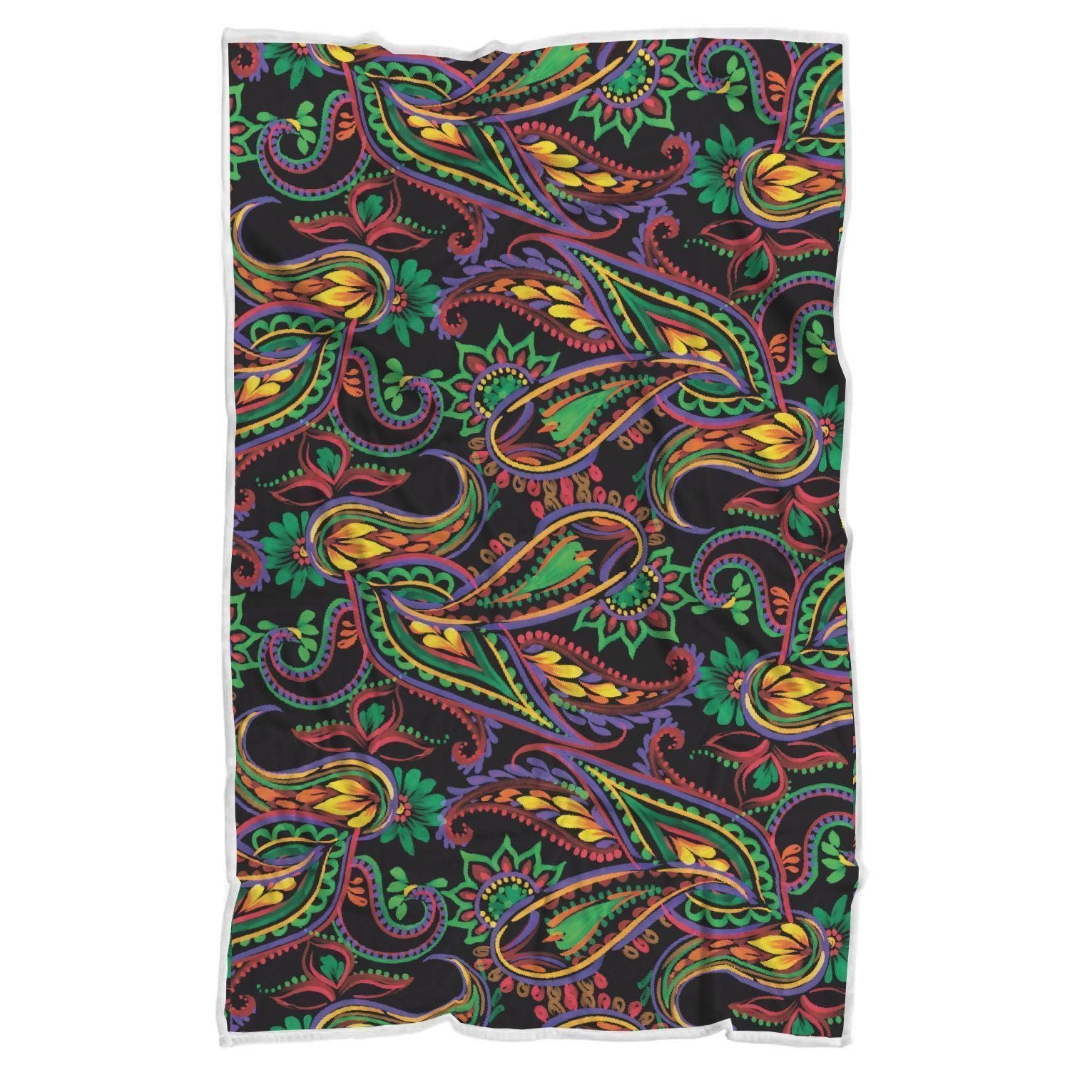 Dark Bohemian Paisley Pattern Print Sherpa Blanket