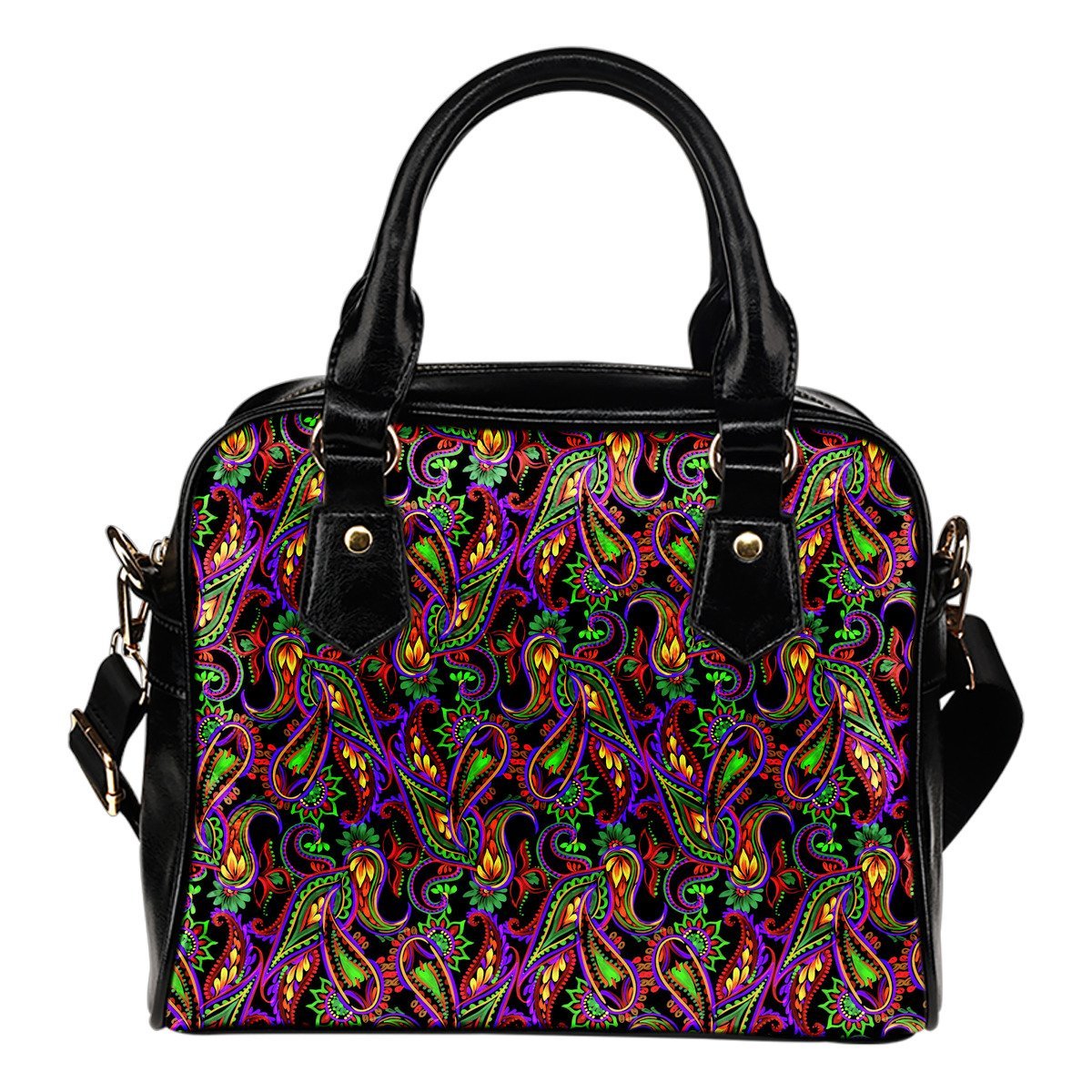 Dark Bohemian Paisley Pattern Print Shoulder Handbag