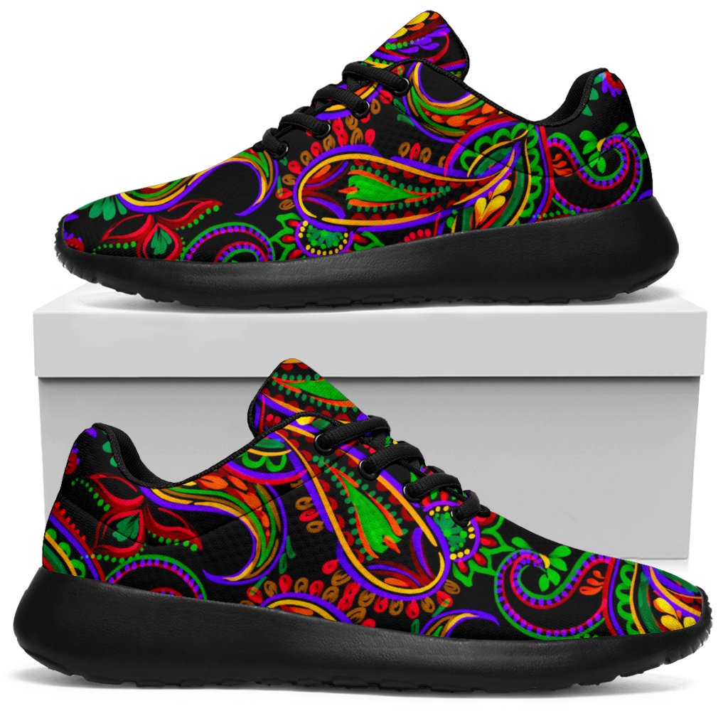 Dark Bohemian Paisley Pattern Print Sport Sneakers