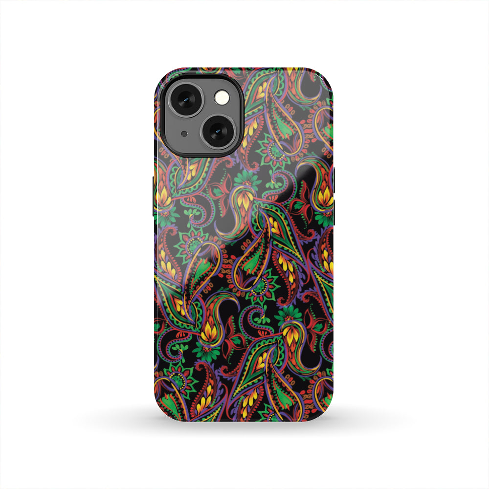 Dark Bohemian Paisley Pattern Print Tough Phone Case