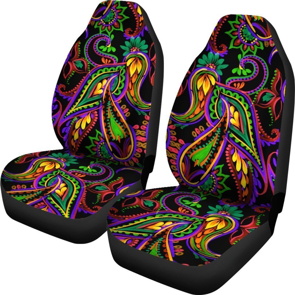 Dark Bohemian Paisley Pattern Print Universal Fit Car Seat Covers