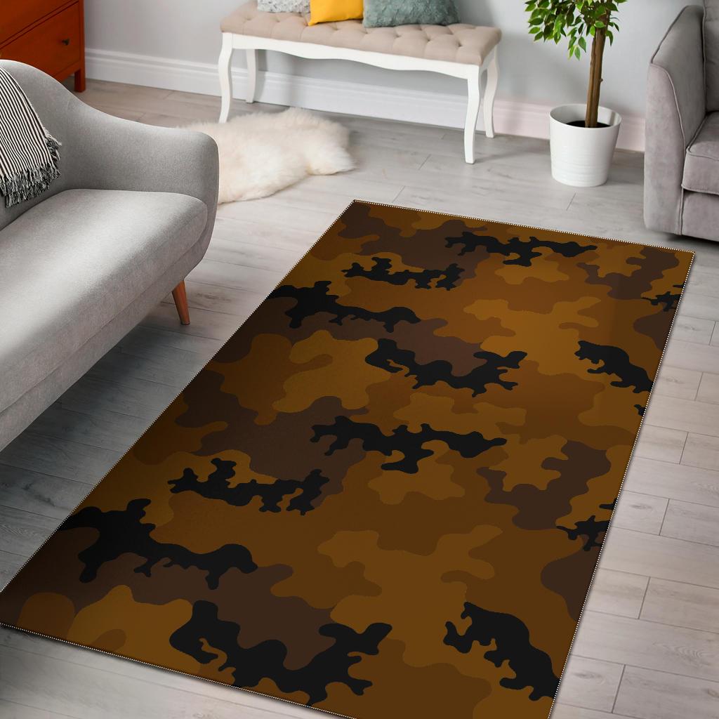 Dark Brown Camouflage Print Area Rug