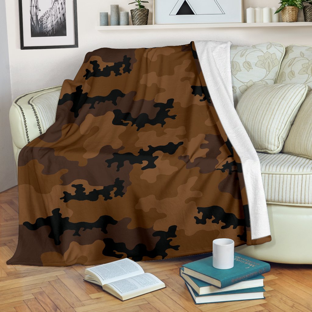 Dark Brown Camouflage Print Blanket