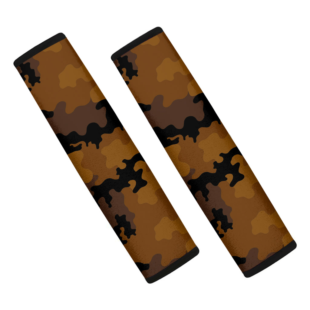 Dark Brown Camouflage Print Car Seat Belt Covers