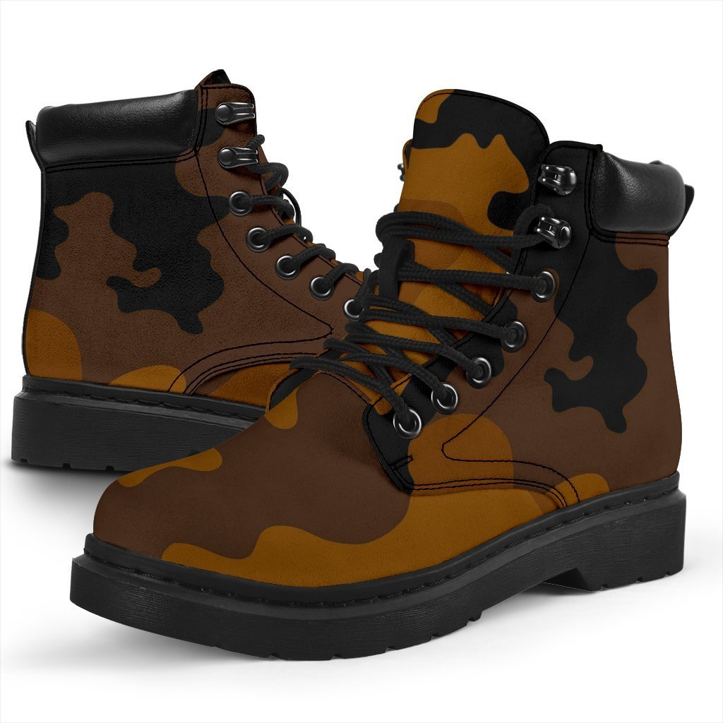 Dark Brown Camouflage Print Classic Boots