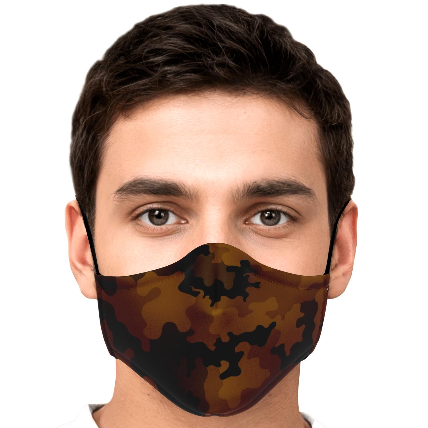 Dark Brown Camouflage Print Face Mask