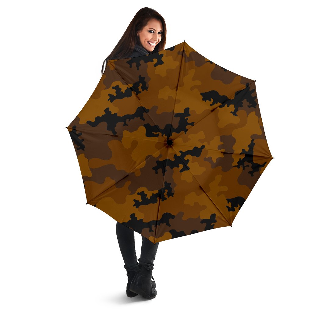 Dark Brown Camouflage Print Foldable Umbrella