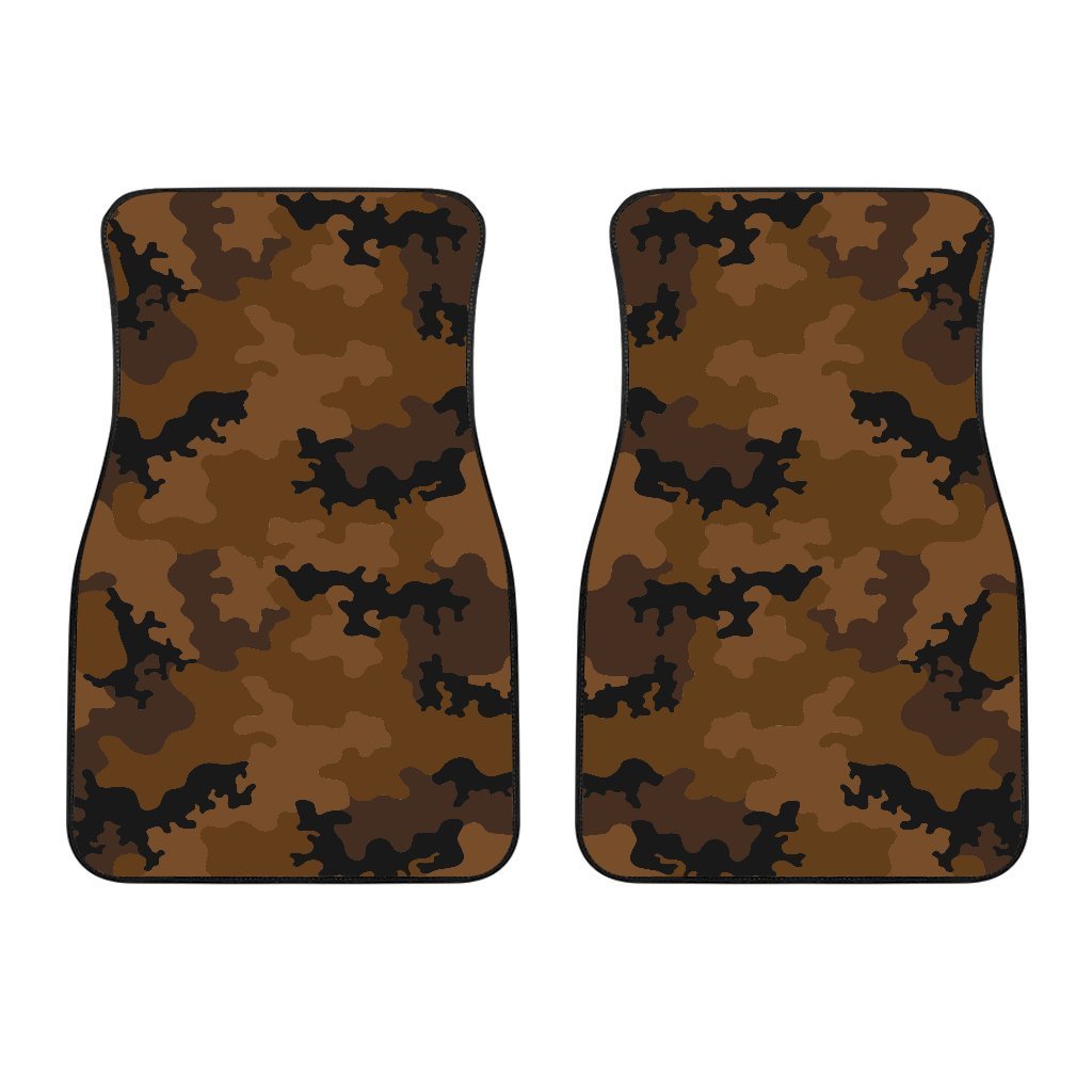 Dark Brown Camouflage Print Front Car Floor Mats