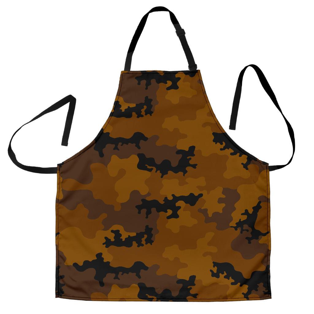 Dark Brown Camouflage Print Men's Apron