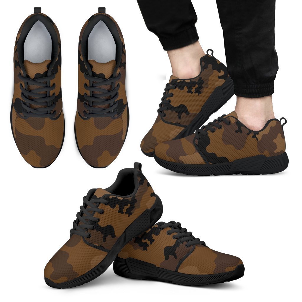 Dark Brown Camouflage Print Men's Athletic Shoes