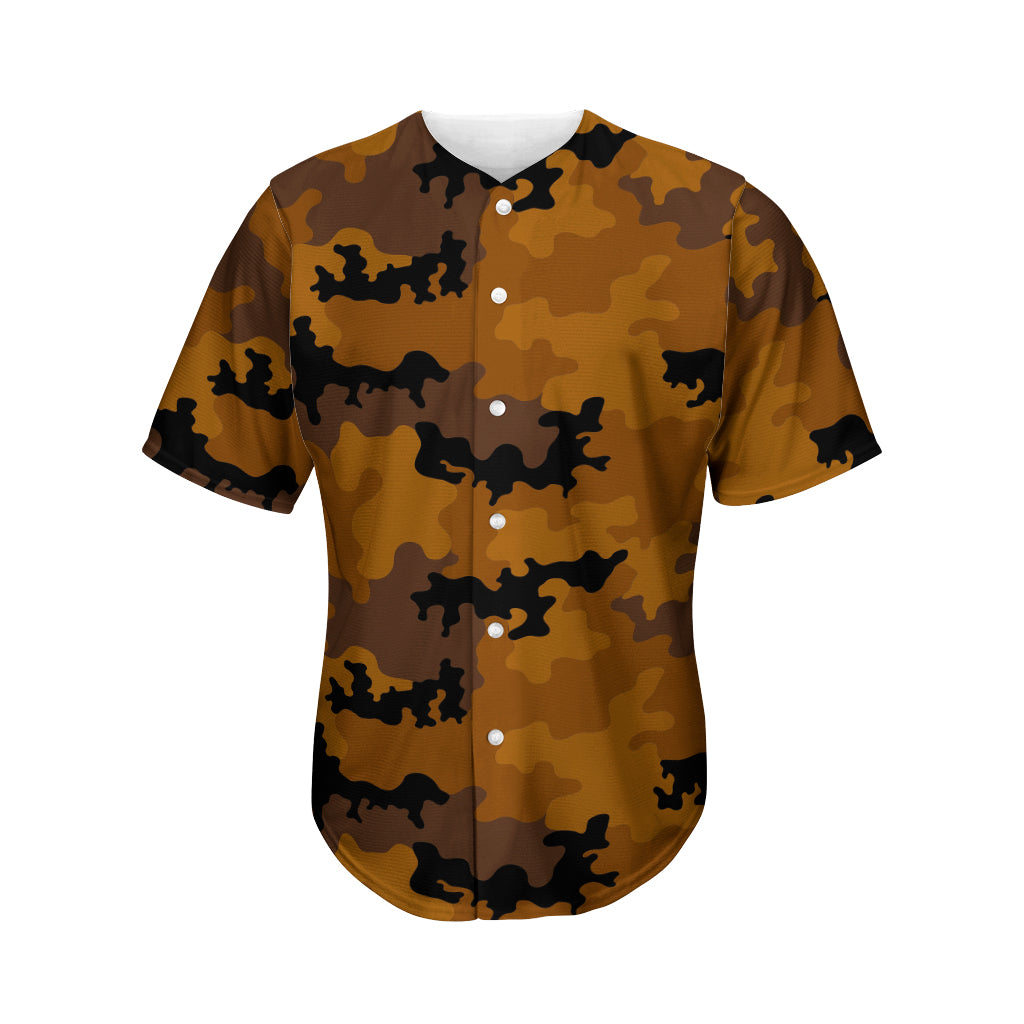 Dark Brown Camouflage Print Men's Baseball Jersey