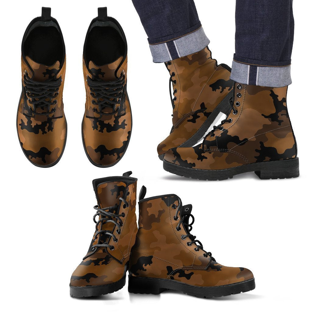 Dark Brown Camouflage Print Men's Boots