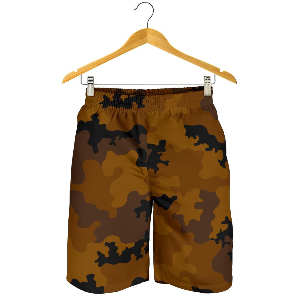 Dark Brown Camouflage Print Men's Shorts