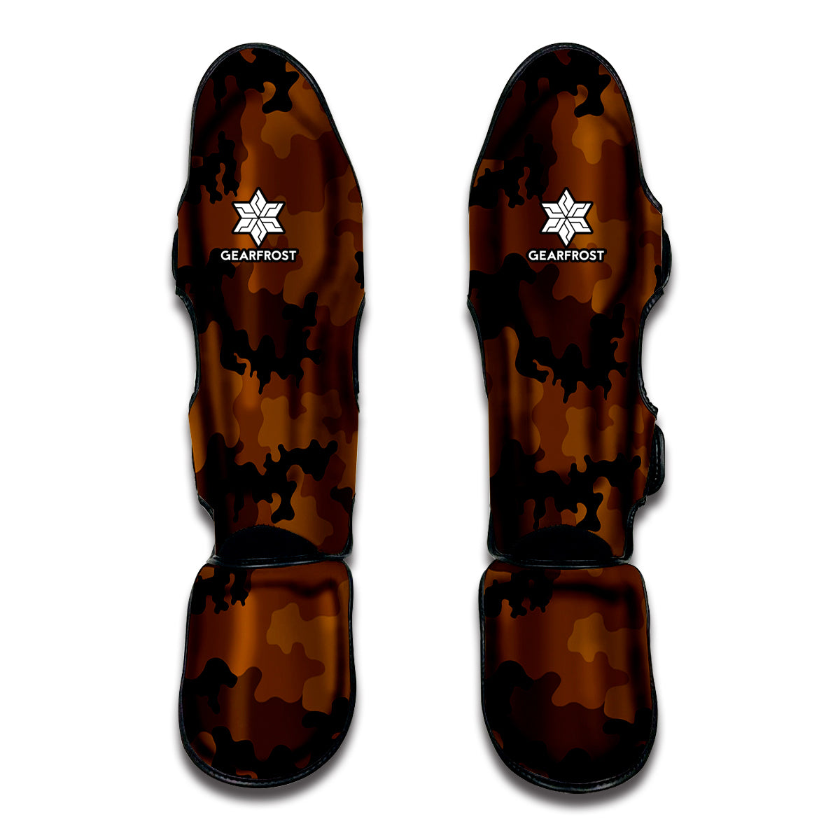 Dark Brown Camouflage Print Muay Thai Shin Guards