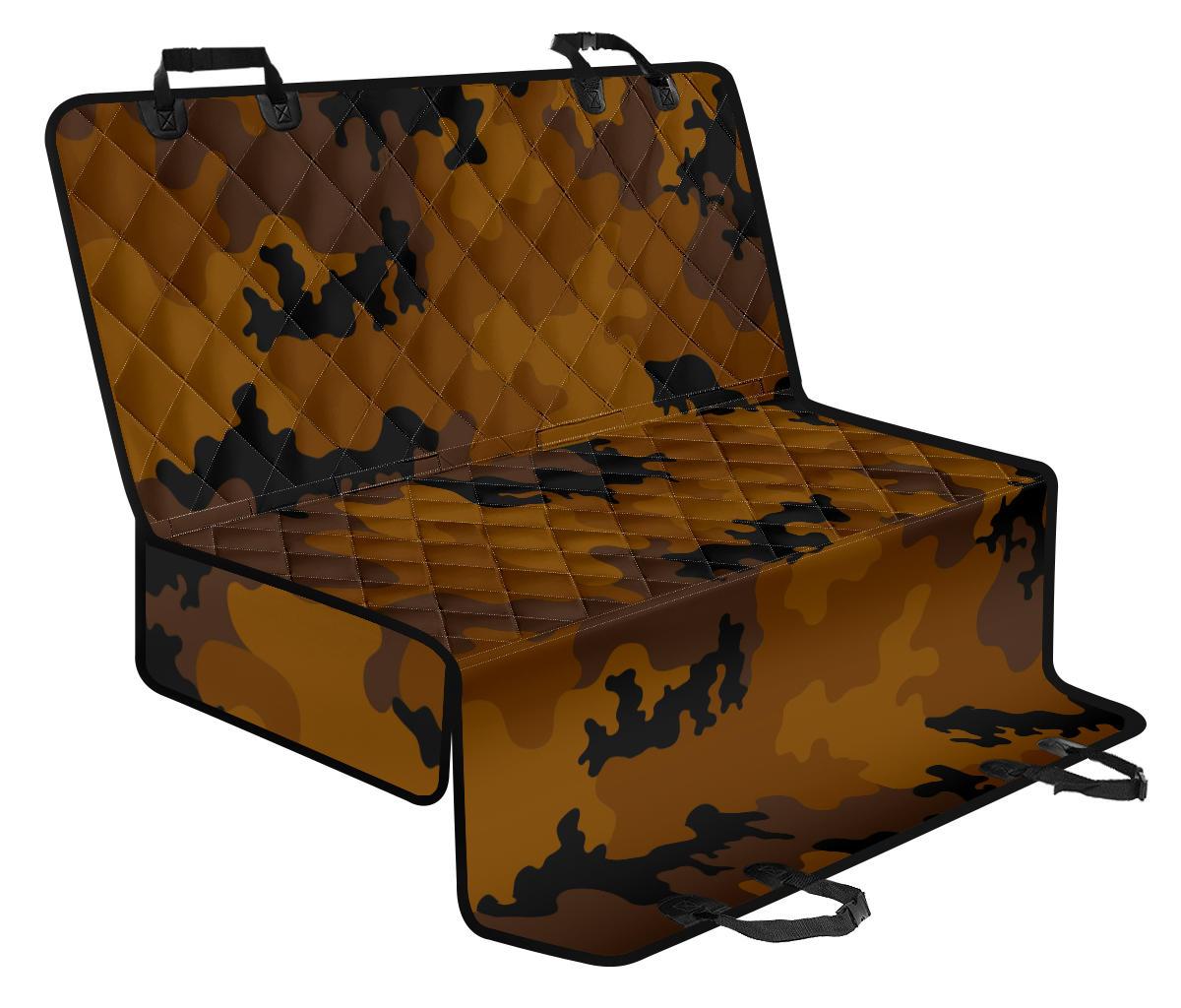 Dark Brown Camouflage Print Pet Car Back Seat Cover