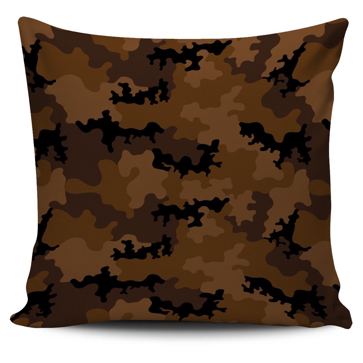 Dark Brown Camouflage Print Pillow Cover