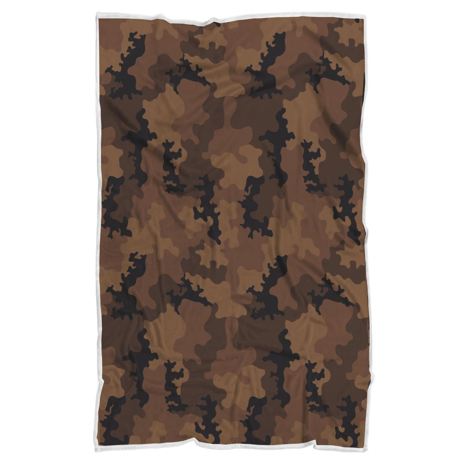 Dark Brown Camouflage Print Sherpa Blanket