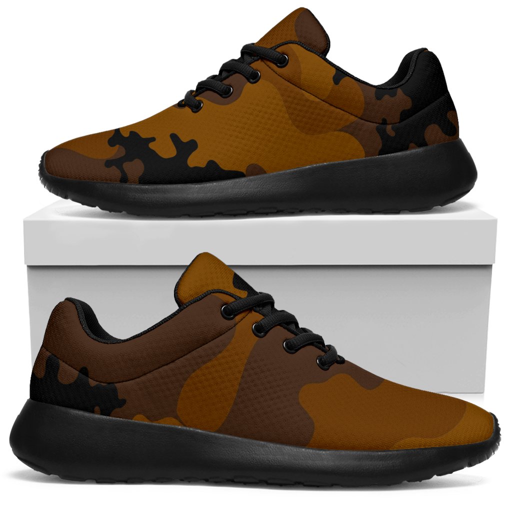 Dark Brown Camouflage Print Sport Sneakers