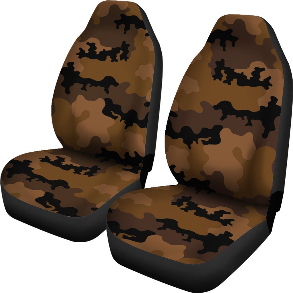 Dark Brown Camouflage Print Universal Fit Car Seat Covers