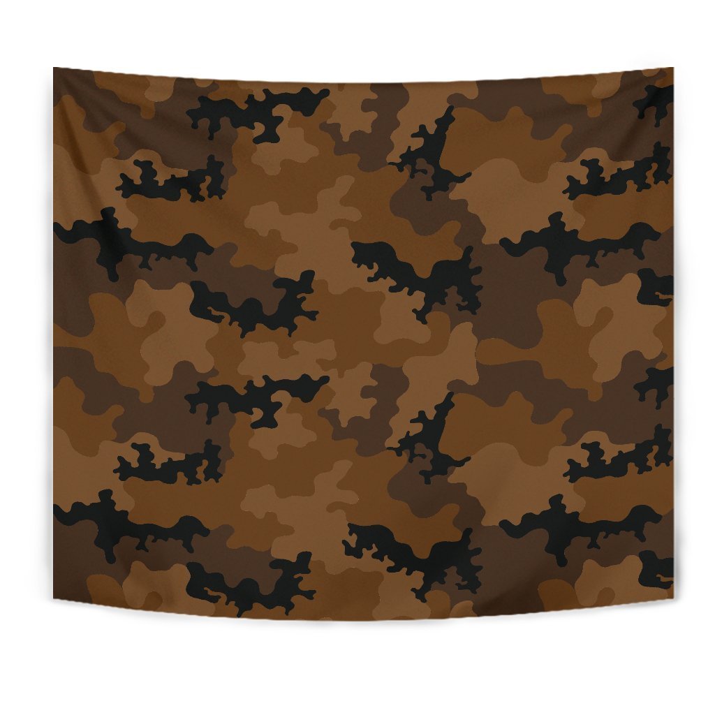 Dark Brown Camouflage Print Wall Tapestry