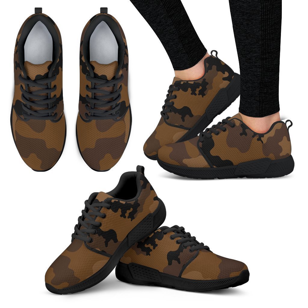 Dark Brown Camouflage Print Women's Athletic Shoes