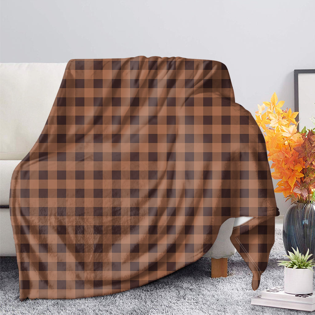 Dark Brown Check Pattern Print Blanket