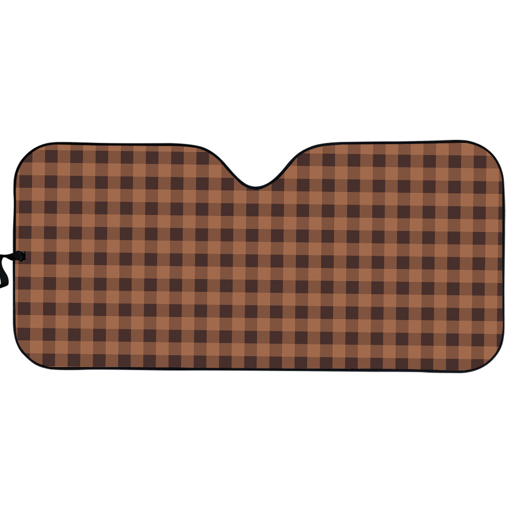 Dark Brown Check Pattern Print Car Sun Shade