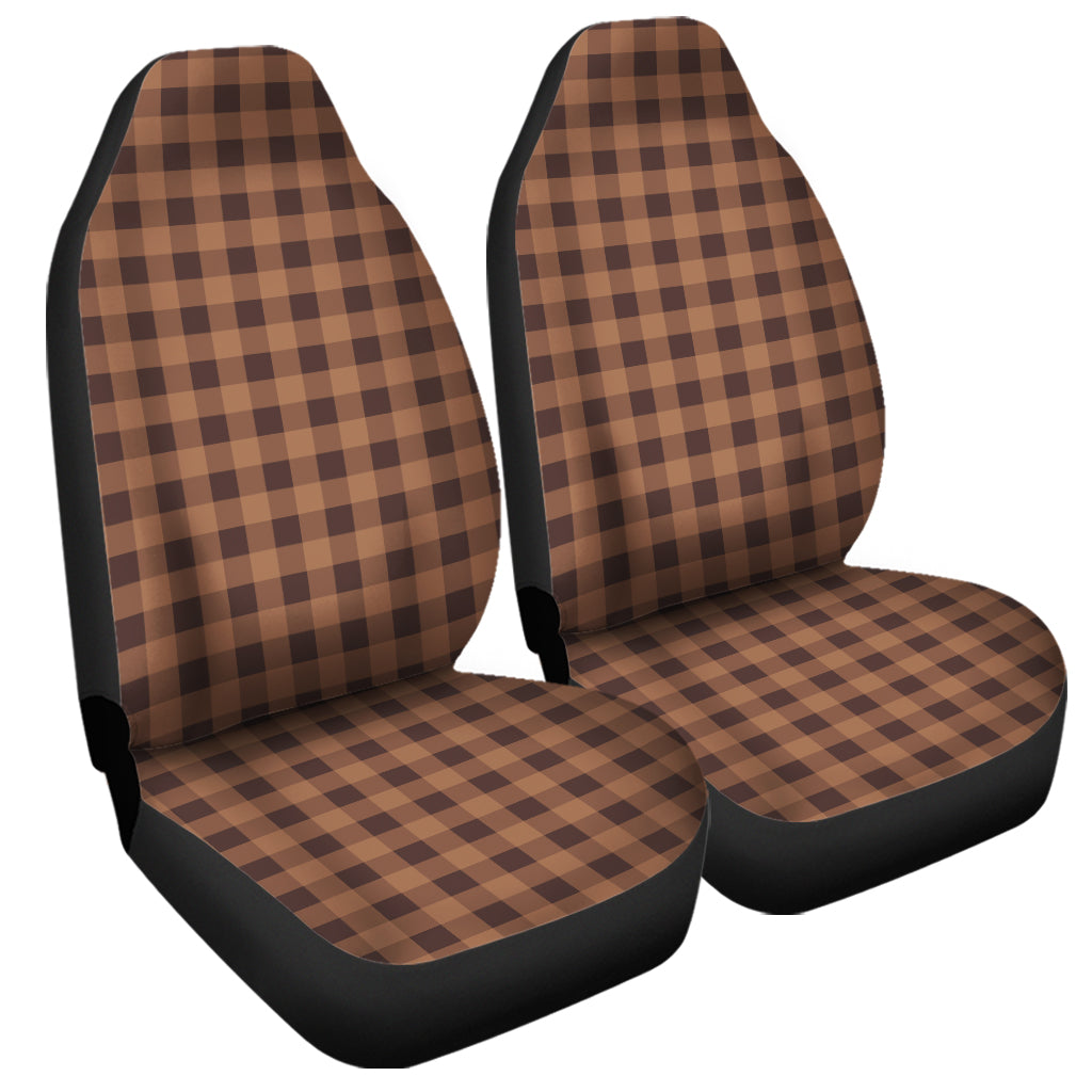 Dark Brown Check Pattern Print Universal Fit Car Seat Covers