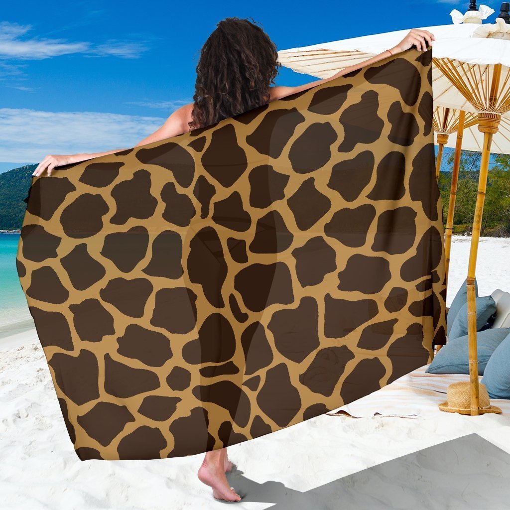 Dark Brown Cow Print Beach Sarong Wrap