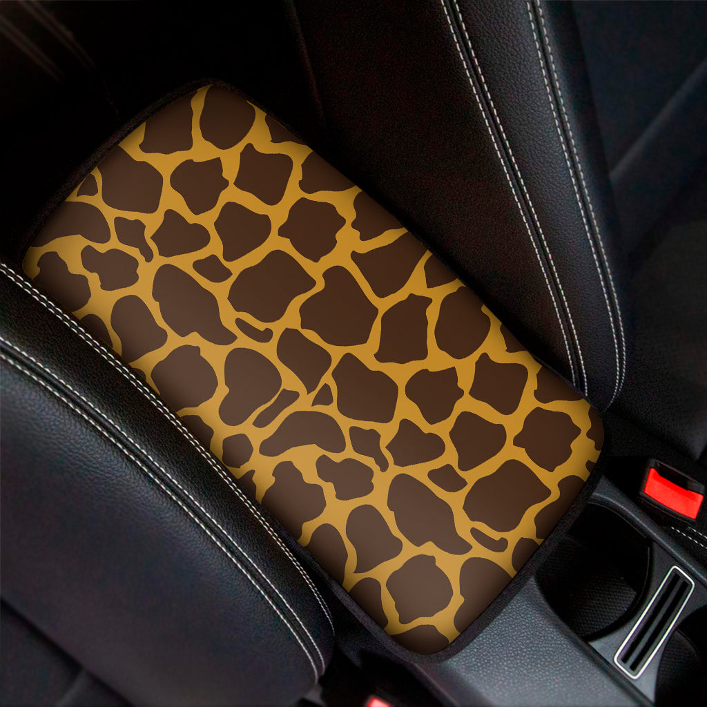 Dark Brown Cow Print Car Center Console Cover