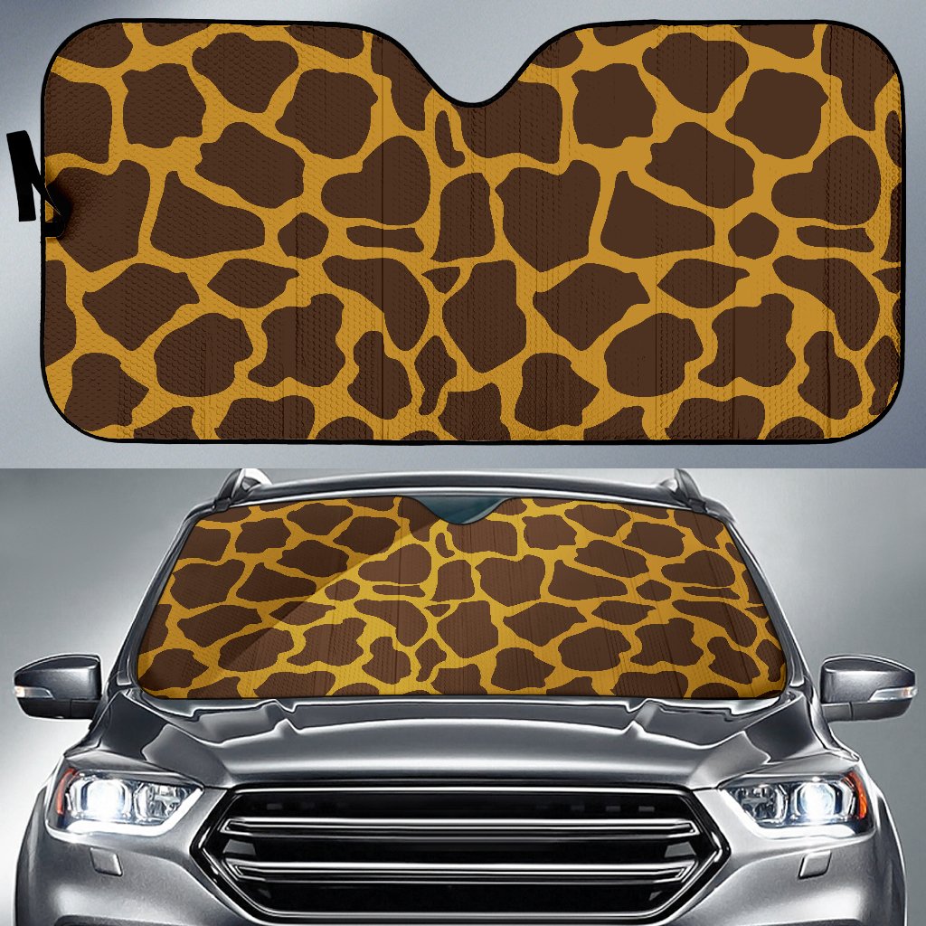 Dark Brown Cow Print Car Sun Shade