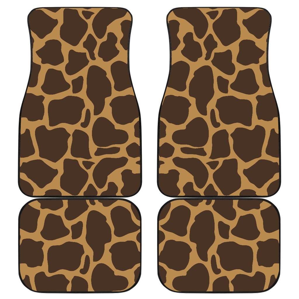 Dark Brown Cow Print Front and Back Car Floor Mats