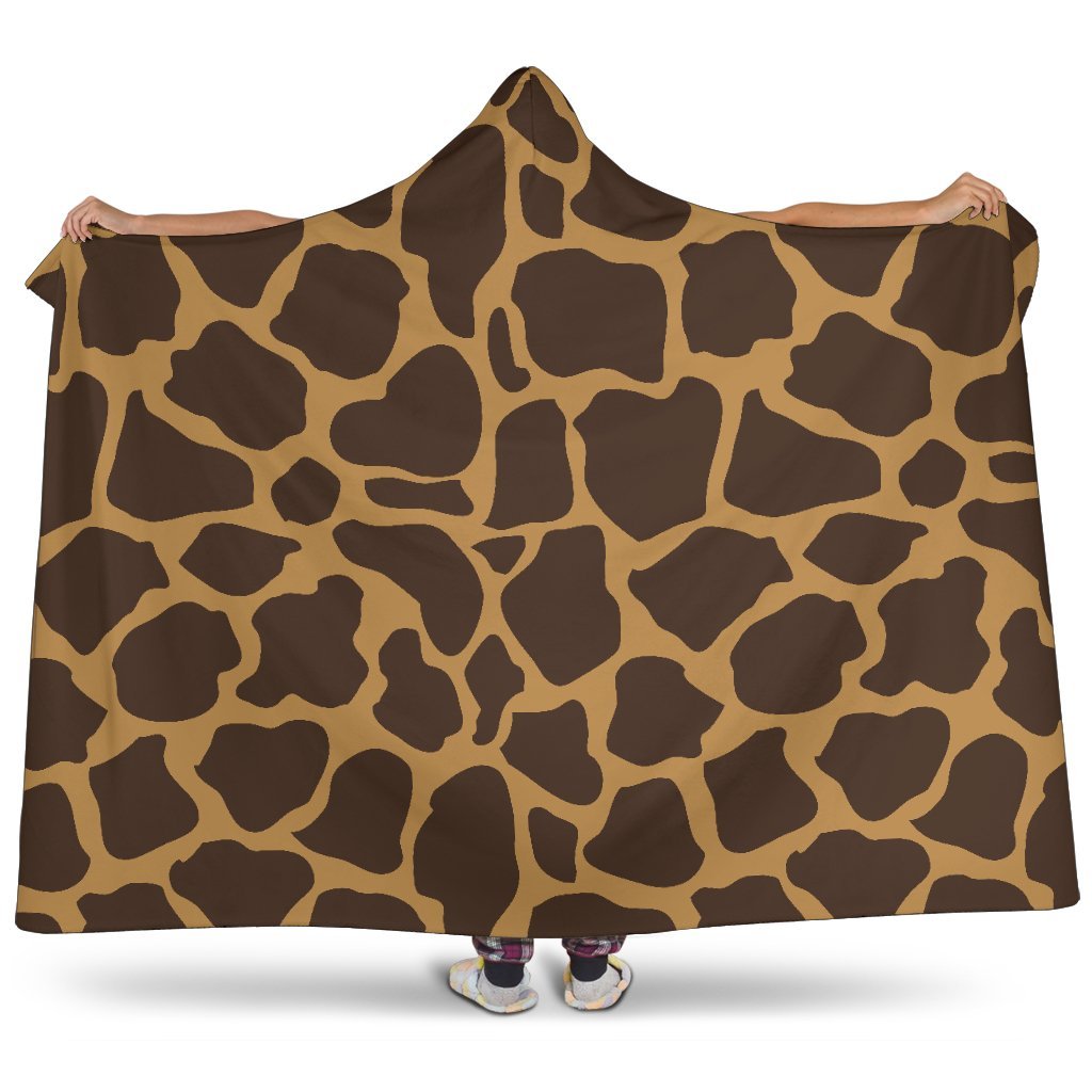 Dark Brown Cow Print Hooded Blanket