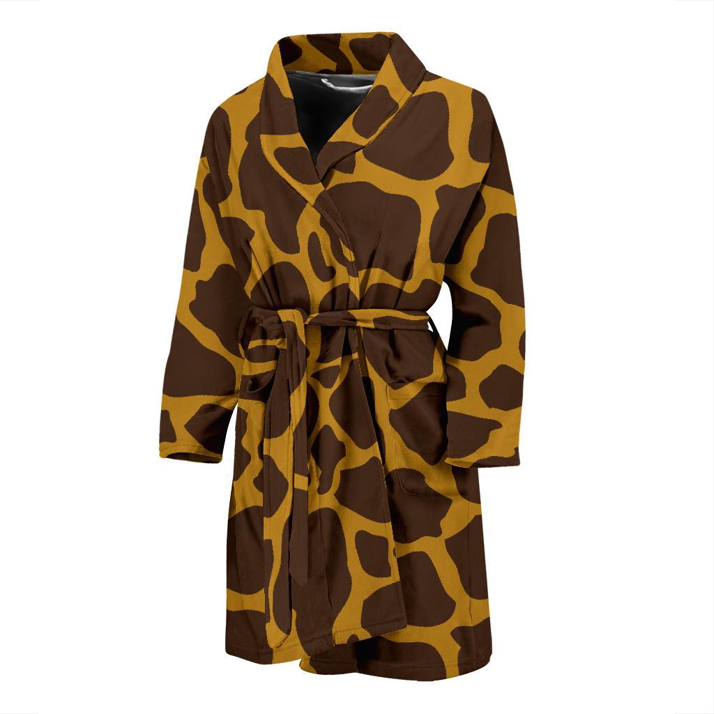 Dark Brown Cow Print Men's Bathrobe