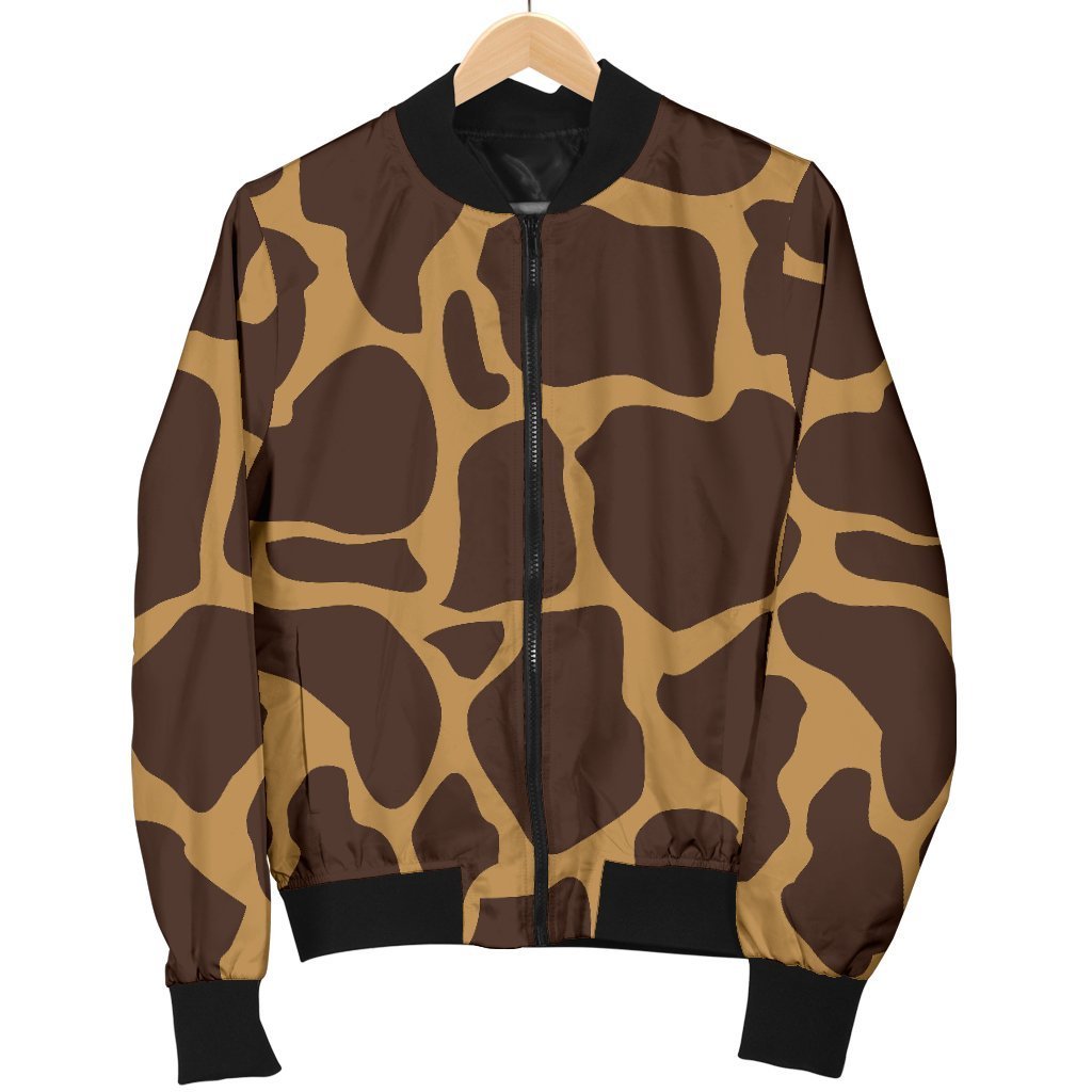 Dark Brown Cow Print Men's Bomber Jacket