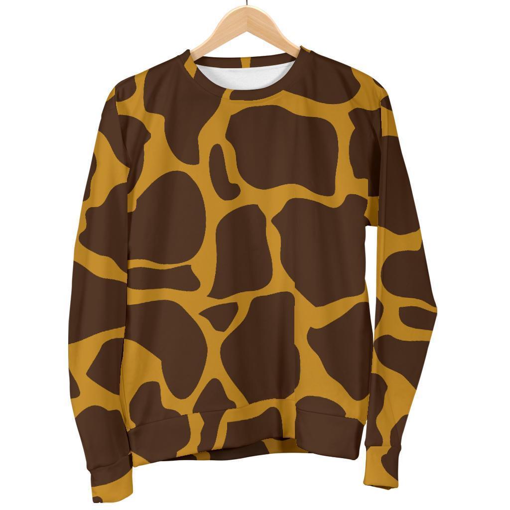 Dark Brown Cow Print Men's Crewneck Sweatshirt