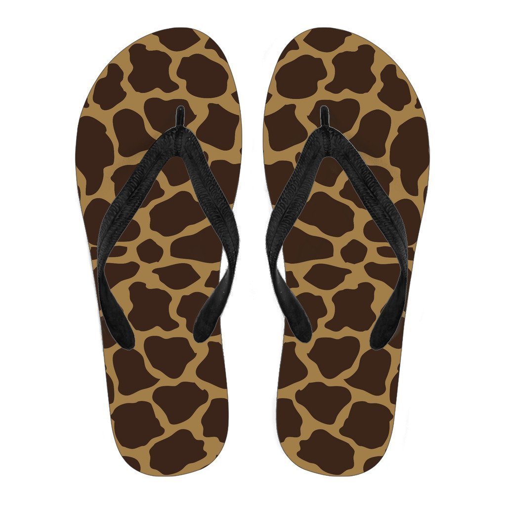 Dark Brown Cow Print Men's Flip Flops