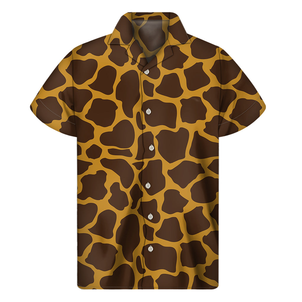 Dark Brown Cow Print Men's Short Sleeve Shirt