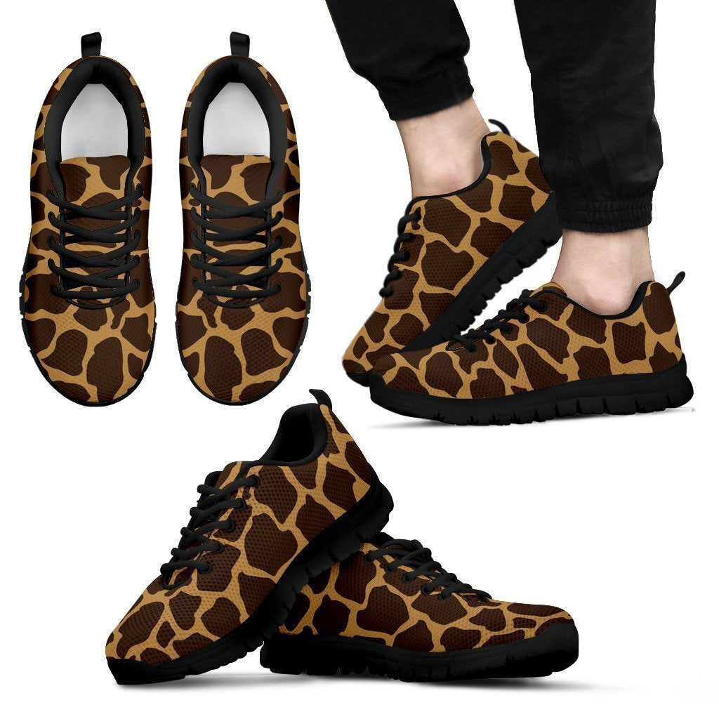 Dark Brown Cow Print Men's Sneakers