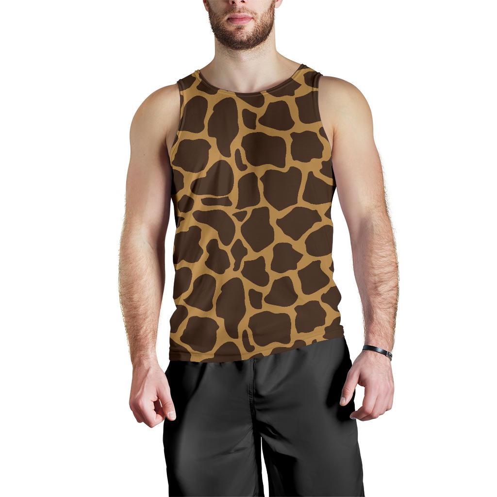 Dark Brown Cow Print Men's Tank Top