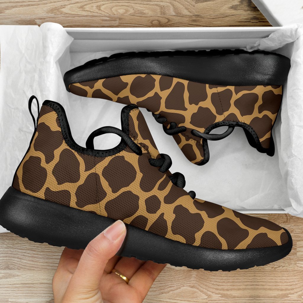 Dark Brown Cow Print Mesh Knit Shoes