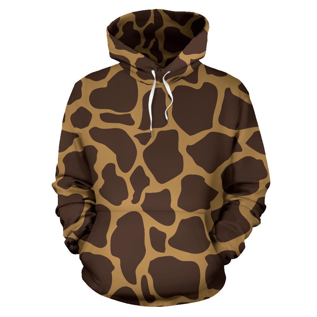 Dark Brown Cow Print Pullover Hoodie