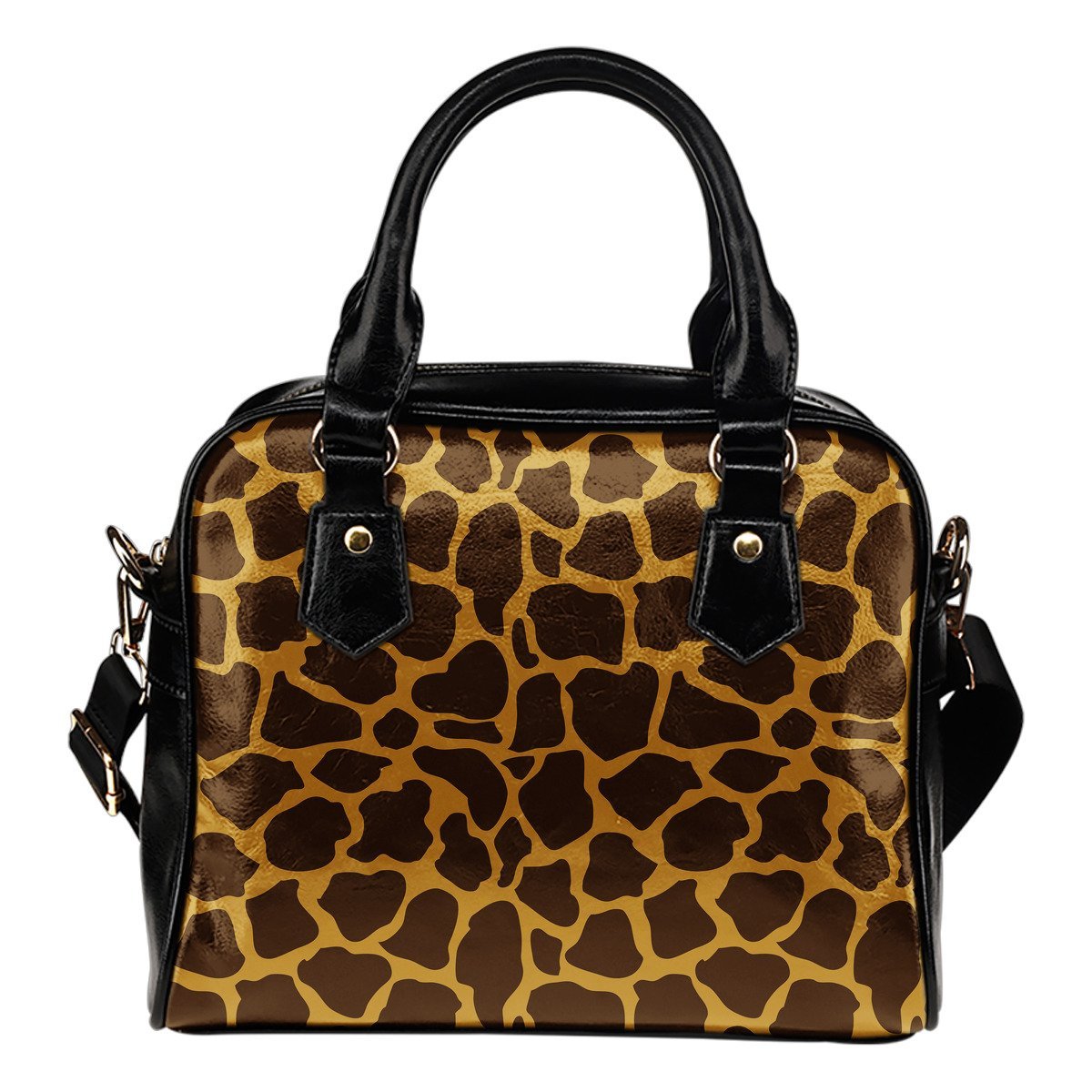 Dark Brown Cow Print Shoulder Handbag