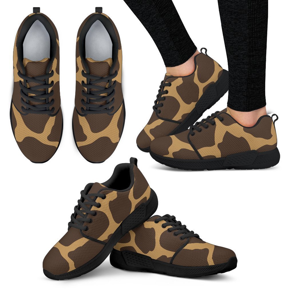 Dark Brown Cow Print Women's Athletic Shoes