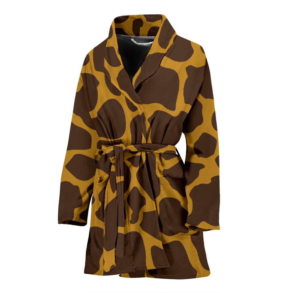 Dark Brown Cow Print Women's Bathrobe