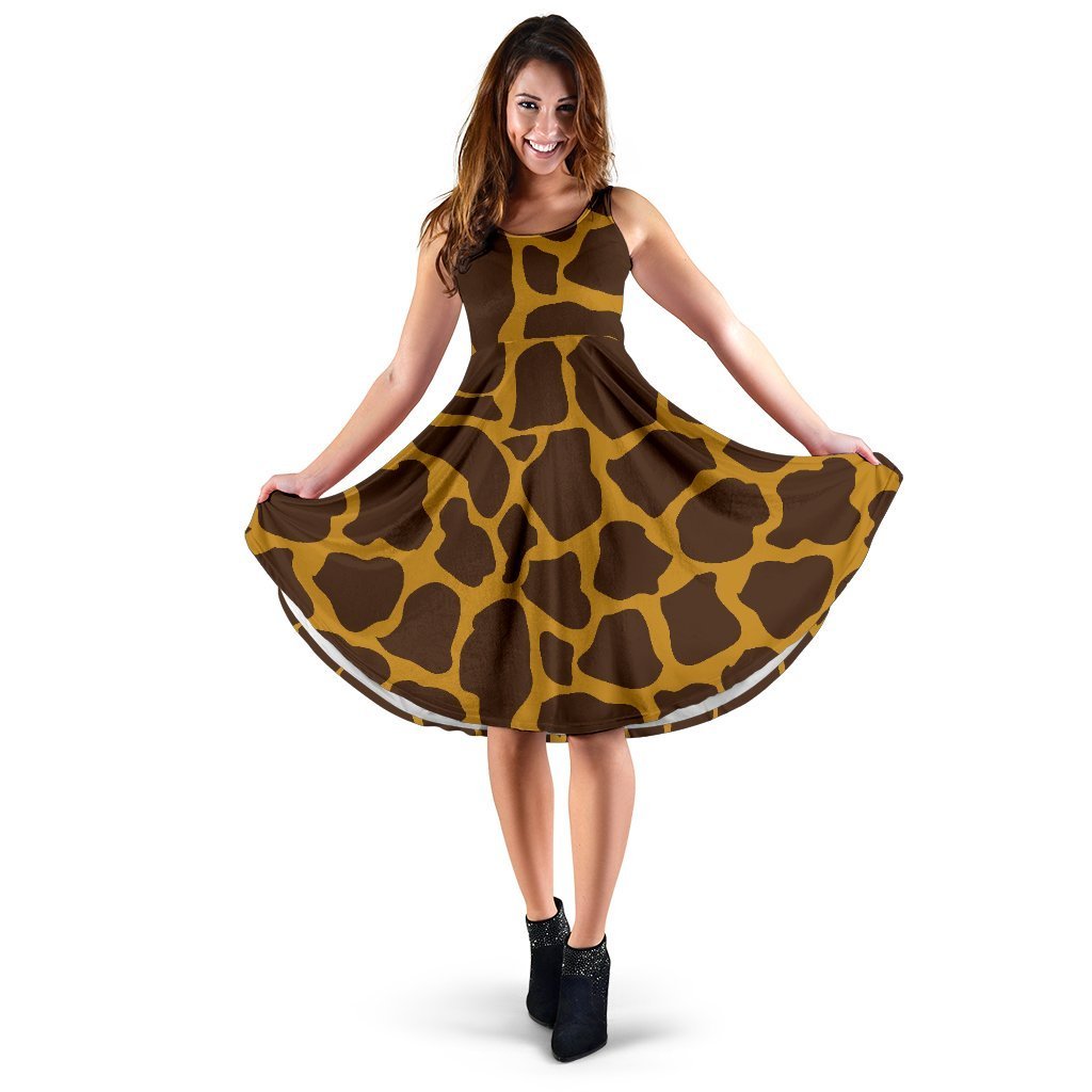 Dark Brown Cow Print Women's Dress