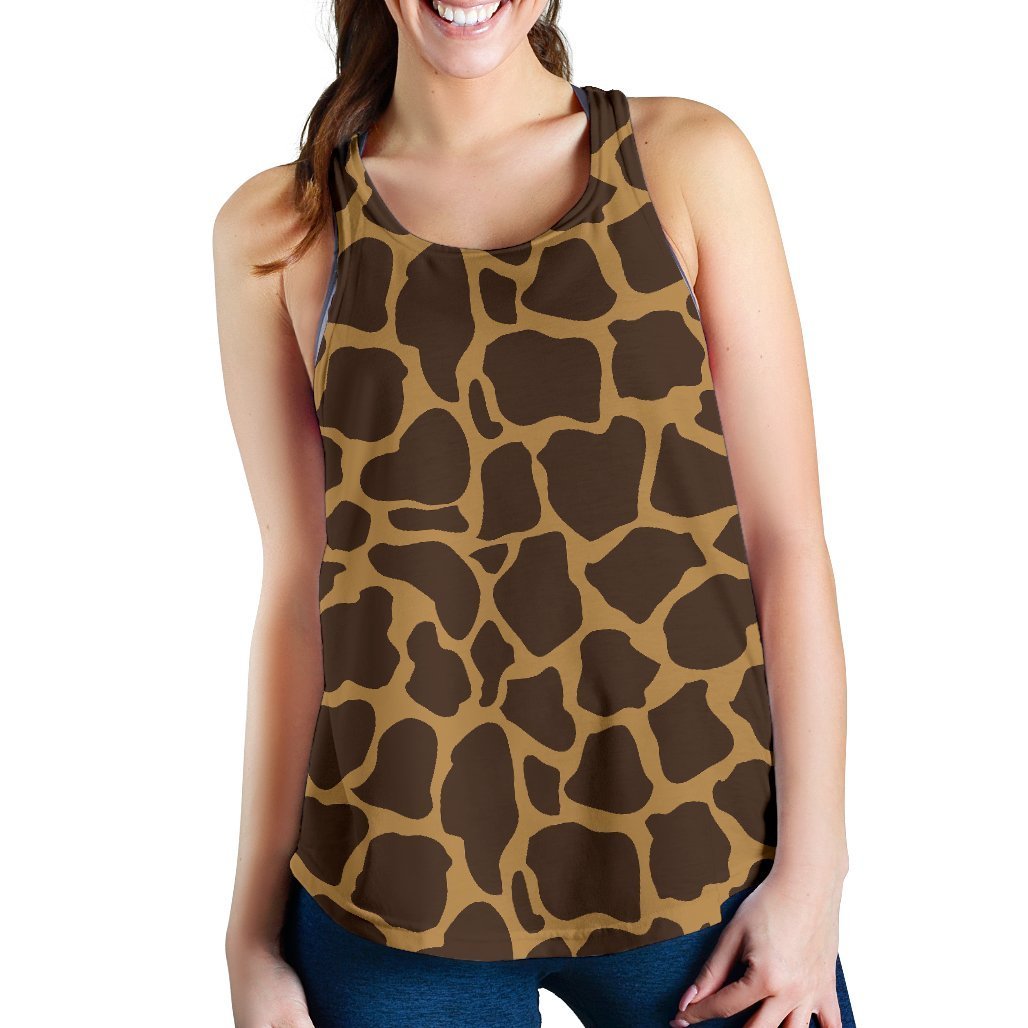 Dark Brown Cow Print Women's Racerback Tank Top