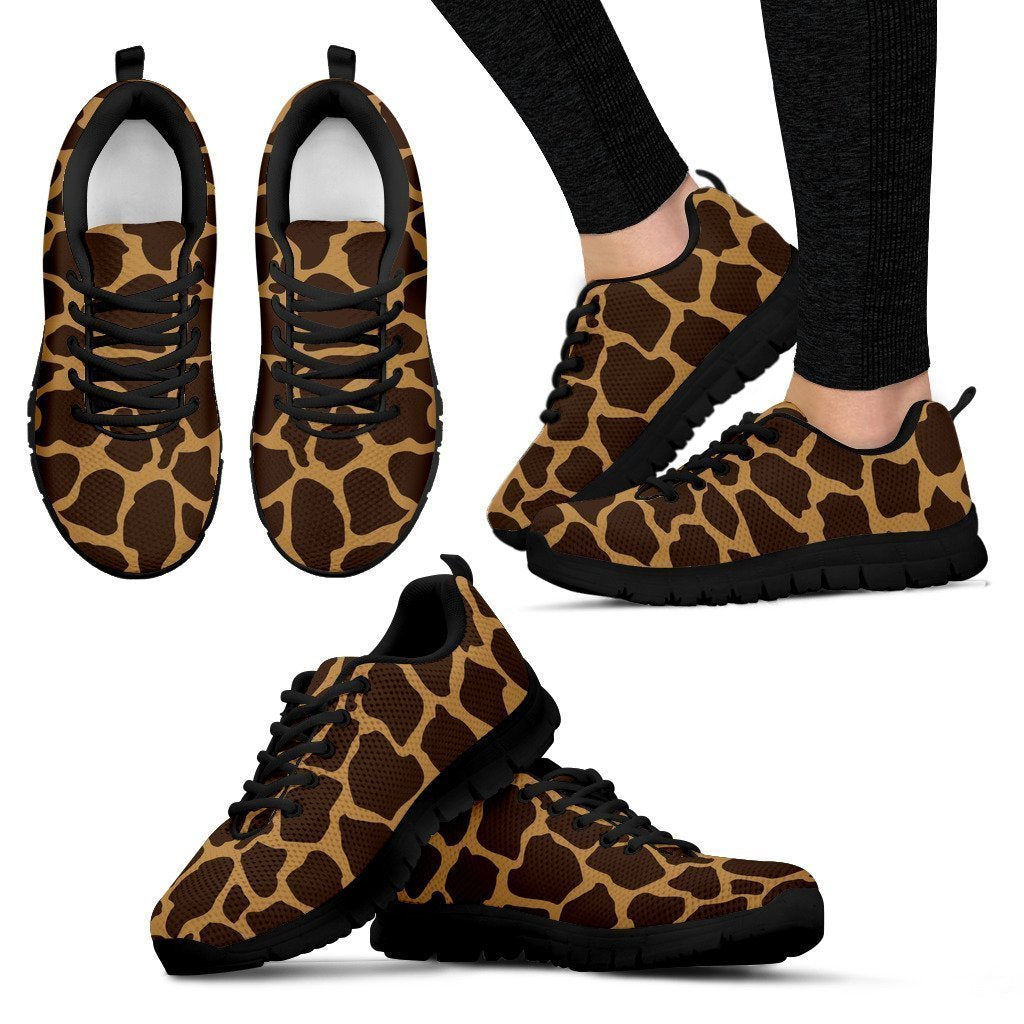 Dark Brown Cow Print Women's Sneakers