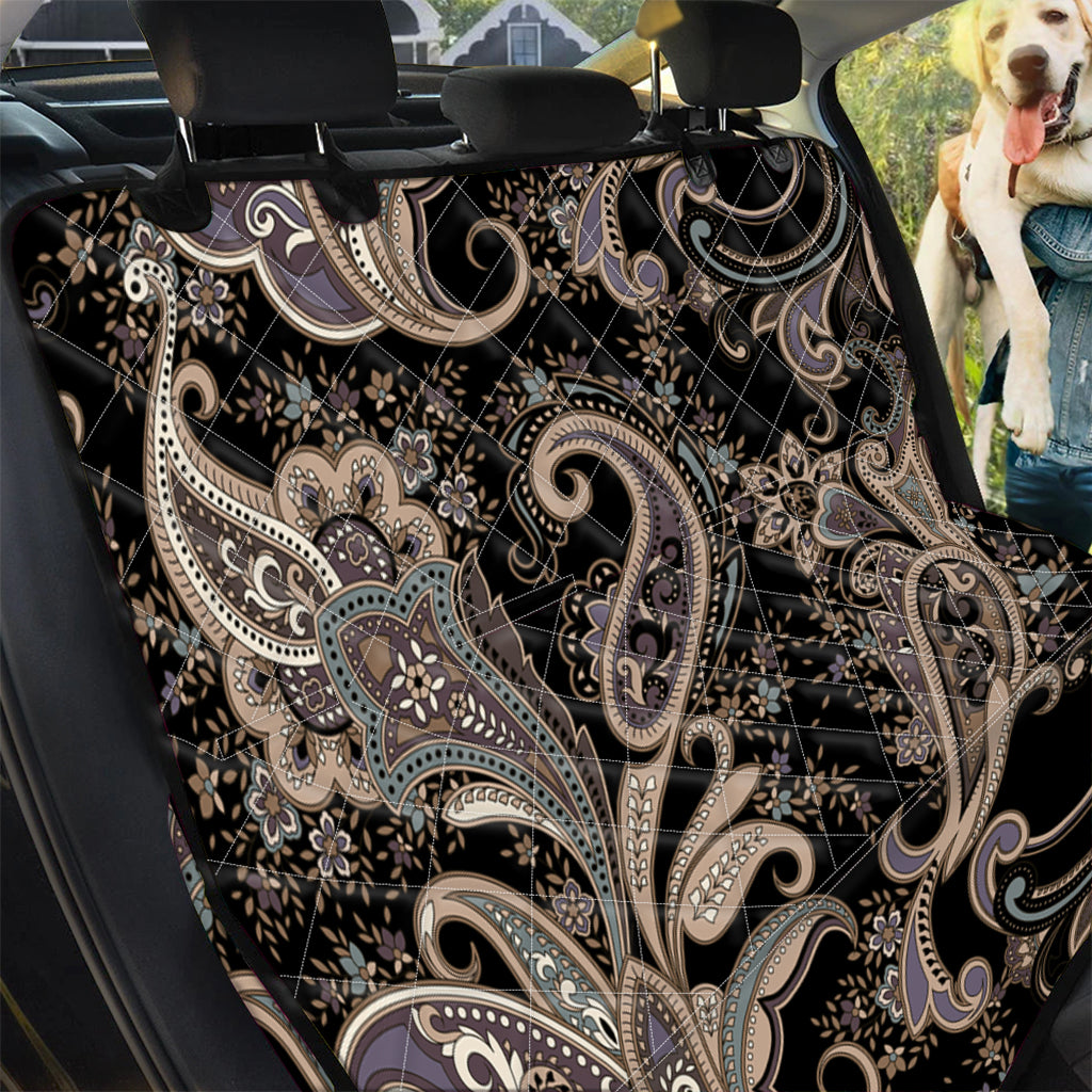 Dark Brown Paisley Pattern Print Pet Car Back Seat Cover